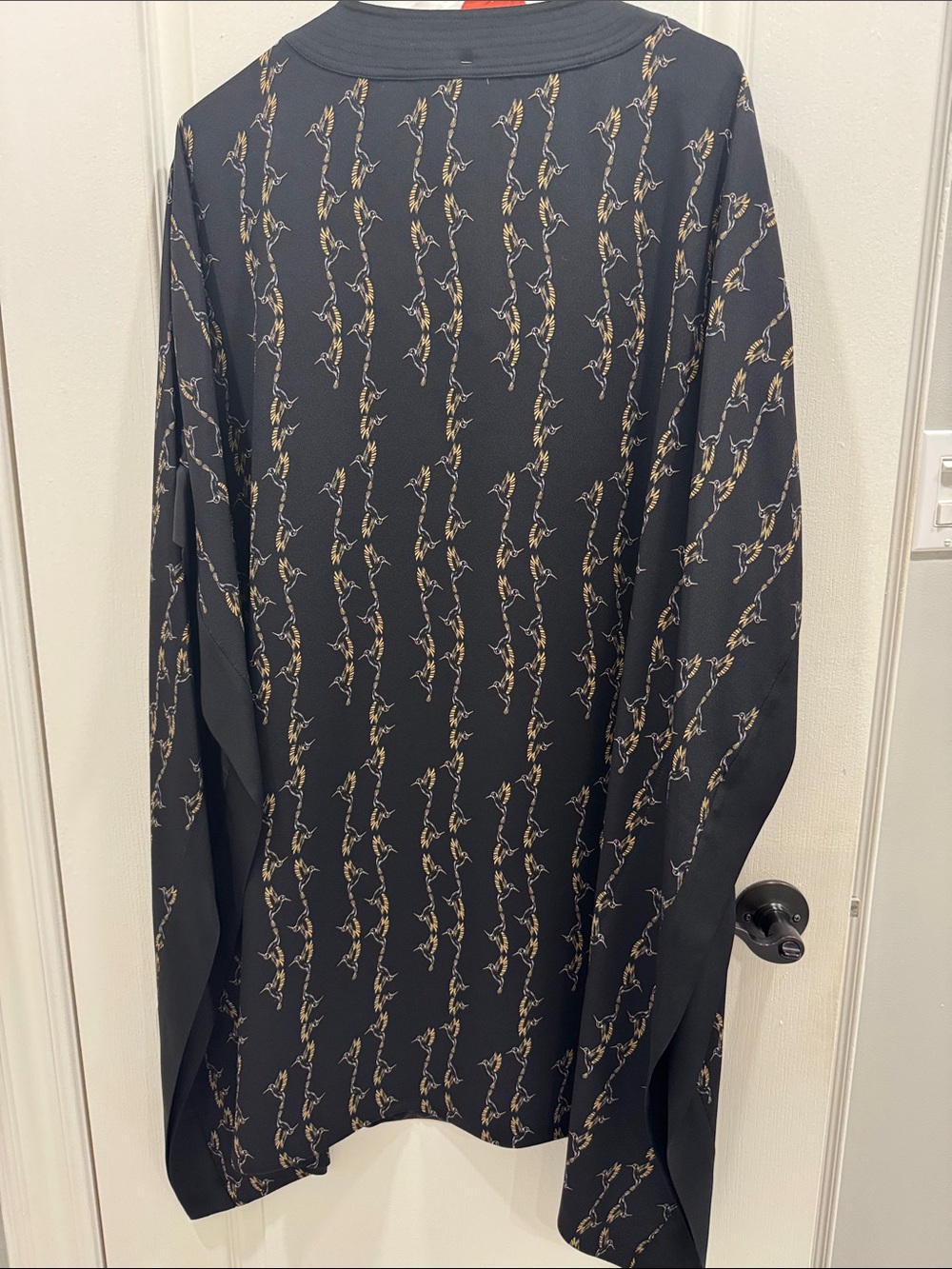 Designed Billy Reid Black V-Neck Dress with Gibson Hummingbird Print - Picture 3 of 11